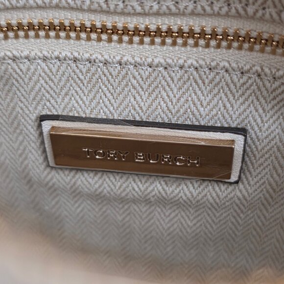 Tory Burch Kira Chevron Camera Bag Quilted Yellow White Floral Chain Crossbody - Picture 9 of 10